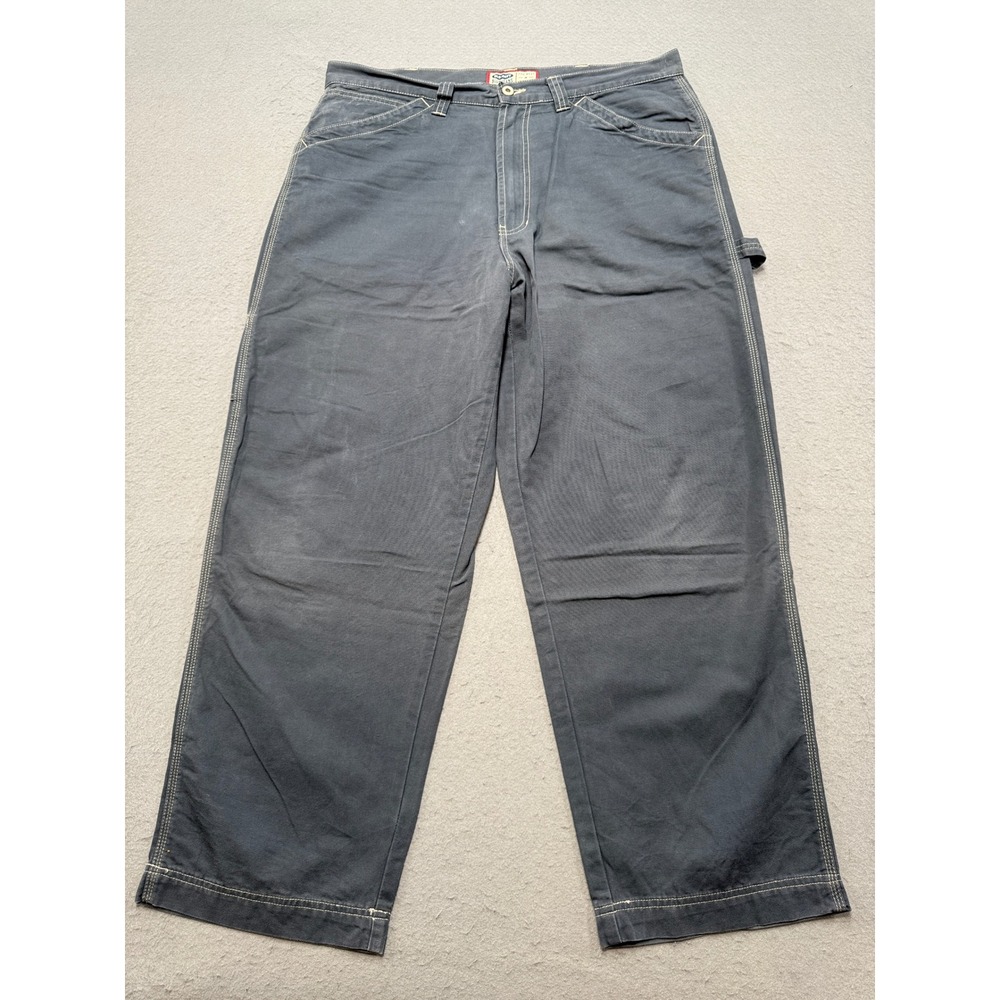 Vintage Old Navy Carpenter Pants Mens 38x30 Blue Relaxed Canvas Utility Workwear